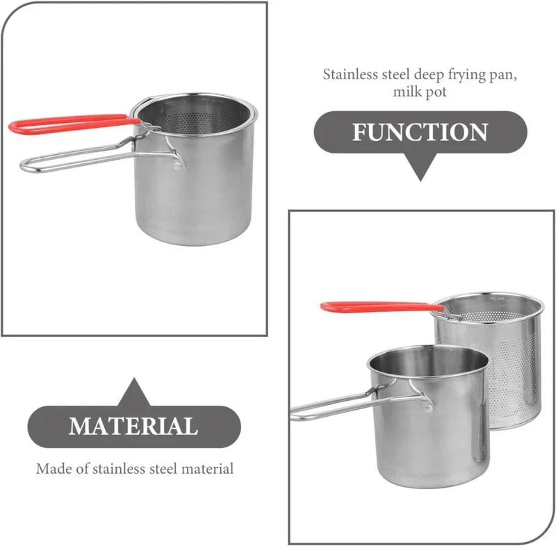 Stainless Steel Deep Fryer Pot with Strainer Basket